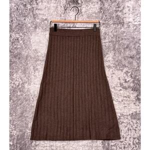 New Quince Mongolian Cashmere Midi Skirt XS Womens Brown Ribbed